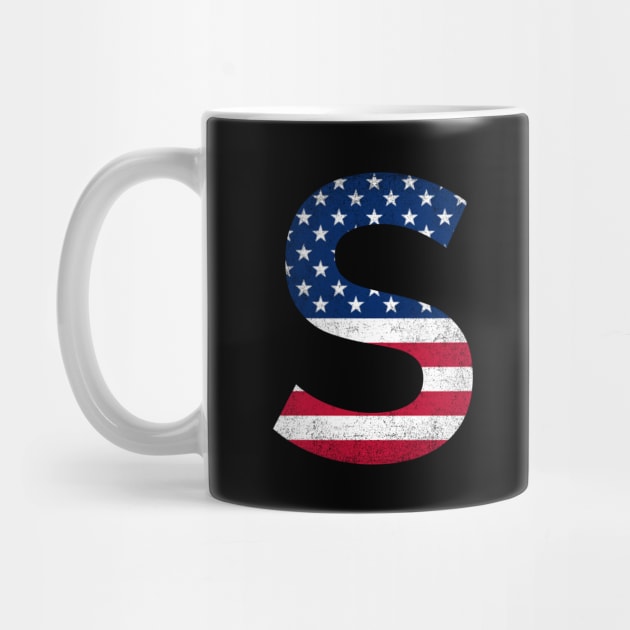 Vintage Letter S Capital Alphabet S American Flag by Shariss